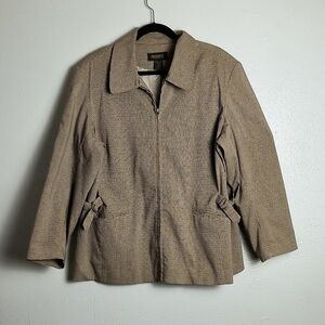 Designs Lane Bryant Zip Up Blazer Top Women's Size 16 Tan Office Career Work